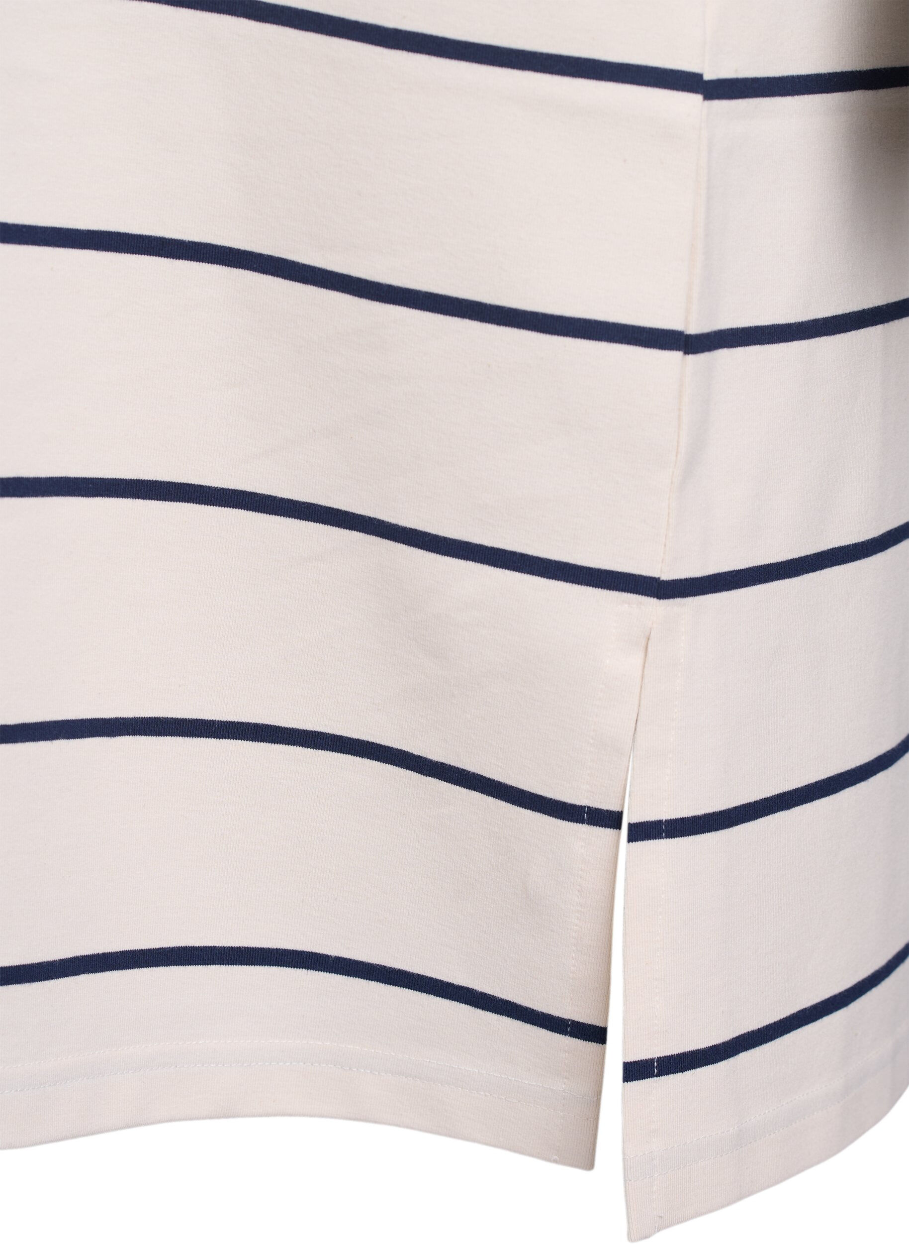 Zizzi Kort jerseykjole med striper, Beige, Packshot image number 3