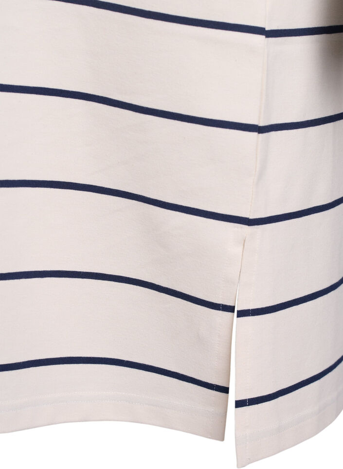 Kort jerseykjole med striper, Beige, Packshot image number 3