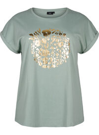 T-skjorte i økologisk bomull med gulltrykk