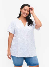 Bomull t-skjorte med prikker og V-hals, B.White/S.T.W Dot, Model