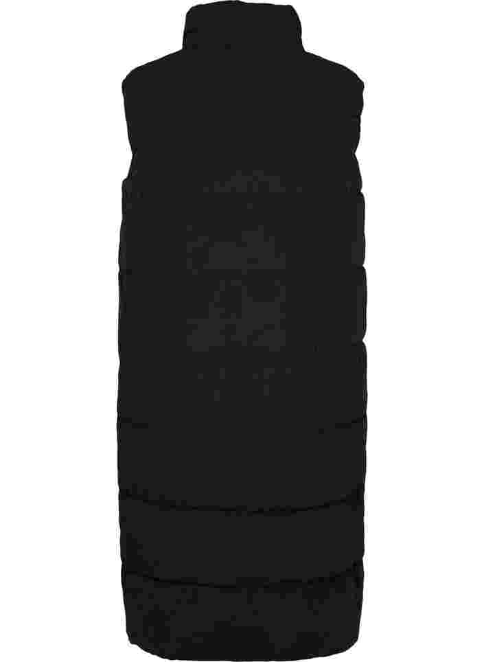 Lang vest med høy krage og lommer, Black, Packshot image number 1