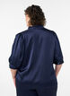 Bluse med satenglook, 1/2-ermer og volangkrage, Bl&aring;, Model image number 2