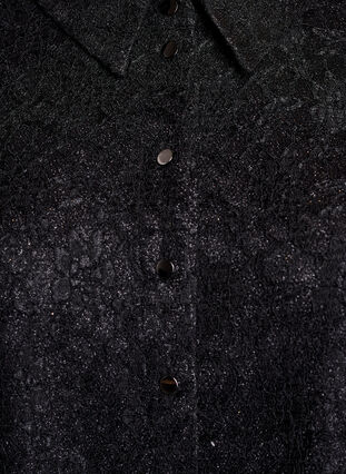 Zizzi Skjorte med blondetekstur og glittertråd, Svart, Packshot image number 2