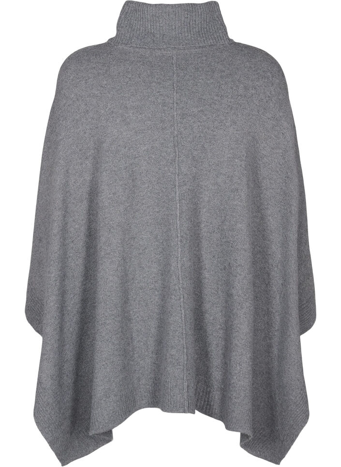 Poncho med høy hals, Medium Grey Melange, Packshot image number 1