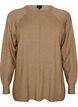 Strikket bluse med rund hals og strikket m&oslash;nster, Beige, Packshot image number 0
