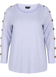 Strikkegenser med knappedetaljer, Cosmic Sky Melange