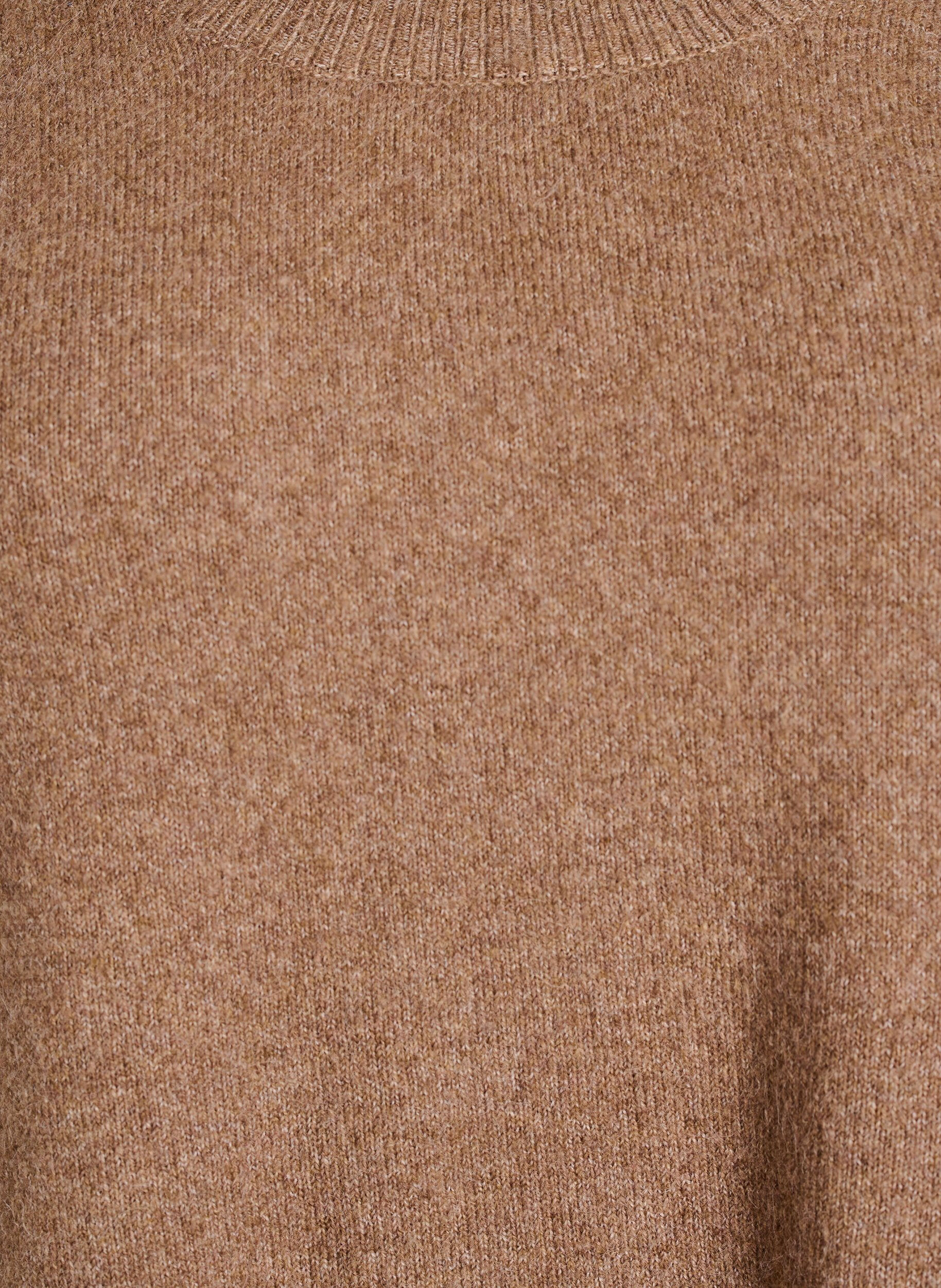 ZizziLang strikkebluse med kuleknapper, Brun, Packshot image number 2