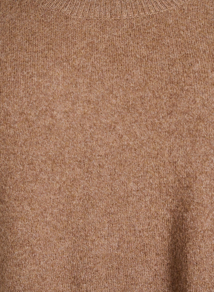 Lang strikkebluse med kuleknapper, Brun, Packshot image number 2