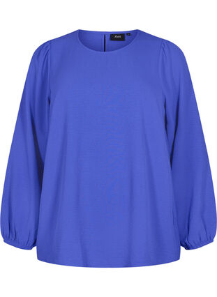 Bluse med puffermer, Royal Blue, Packshot image number 0