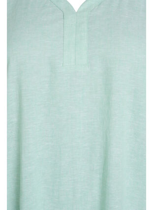 Zizzi Midikjole i lin og viskose med korte ermer, Grønn, Packshot image number 2