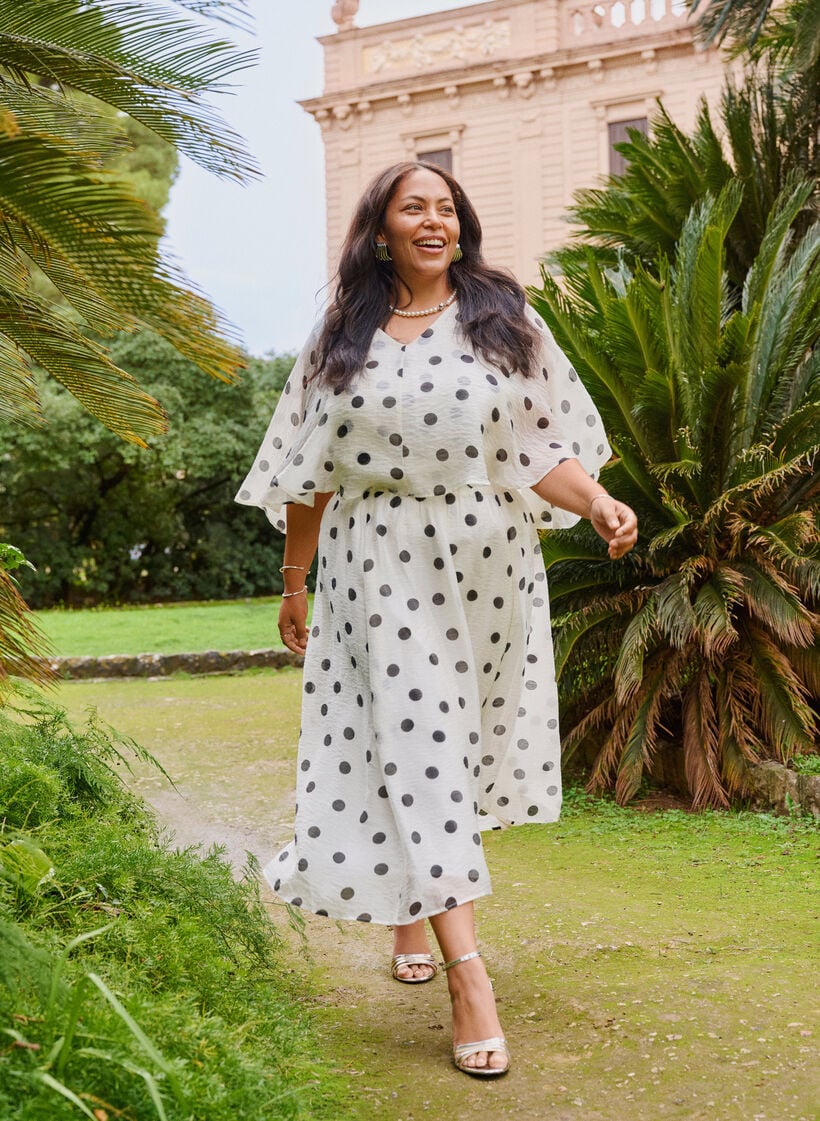 A-formet midiskj&oslash;rt med prikker, Vanilje, Image image number 0