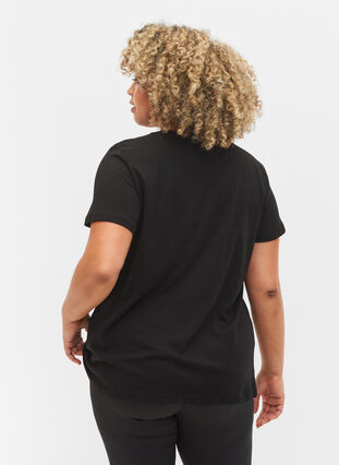 T-skjorte for trening, i bomull med trykk, Black w. inhale logo, Model image number 1