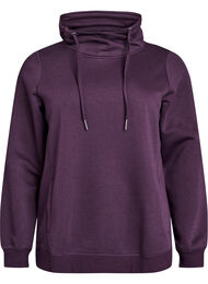 FLASH - Genser med høy hals og lommer, Plum Perfect