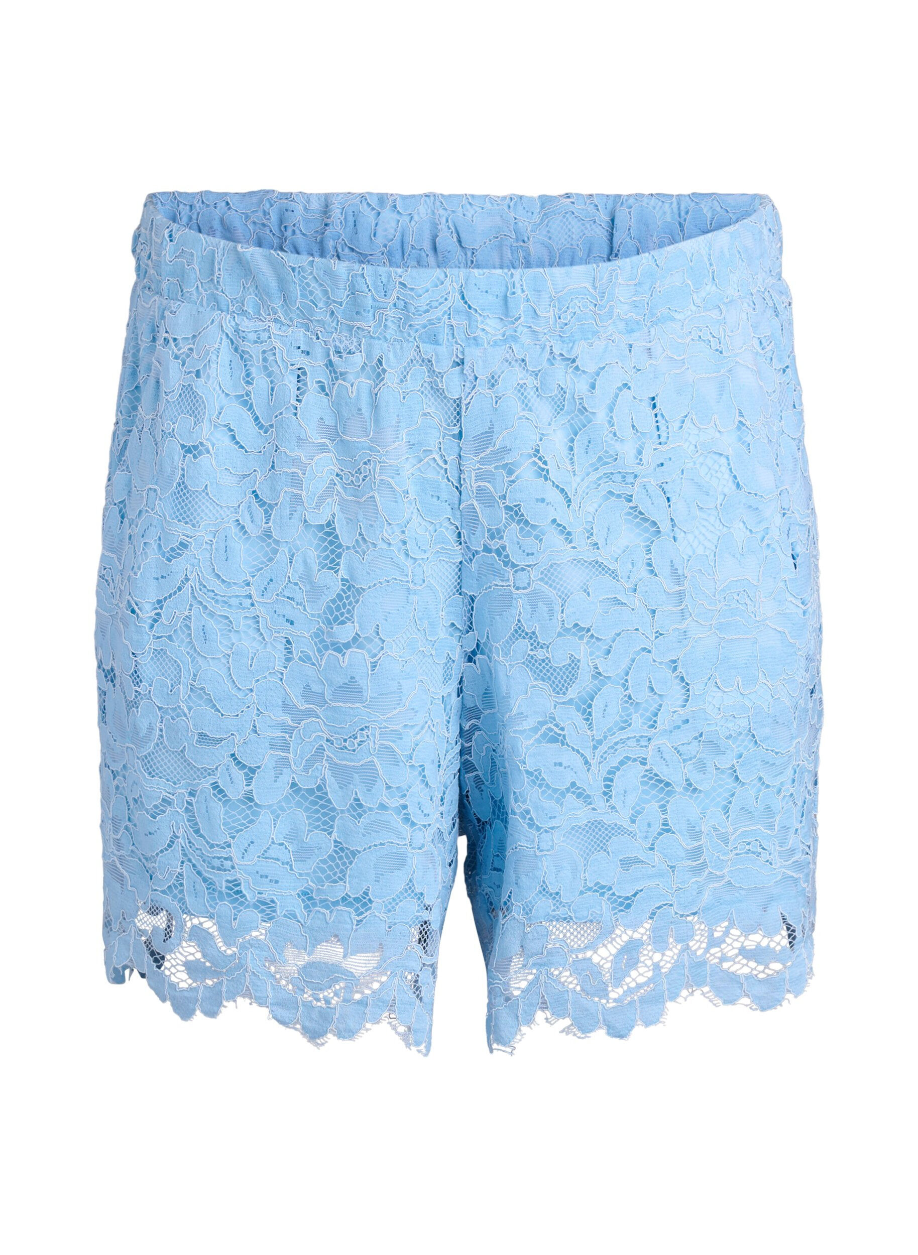 Zizzi Blonder shorts med h&oslash;y midje og lommer, Bl&aring;, Packshot image number 0
