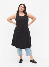 Bomullskjole uten ermer med A-form, Black, Model