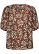 Viskosebluse med V-hals, Brun, Packshot image number 0
