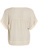 Seersucker bluse med V-hals, Beige, Packshot image number 1
