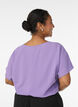 Bluse med korte ermer og rund hals, Lilla, Model image number 2