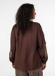 Viskoseskjorte med broderte ermer, Brun, Model image number 2