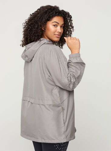 Treningsjakke med hette og reflekser, Grey Silver, Model image number 1
