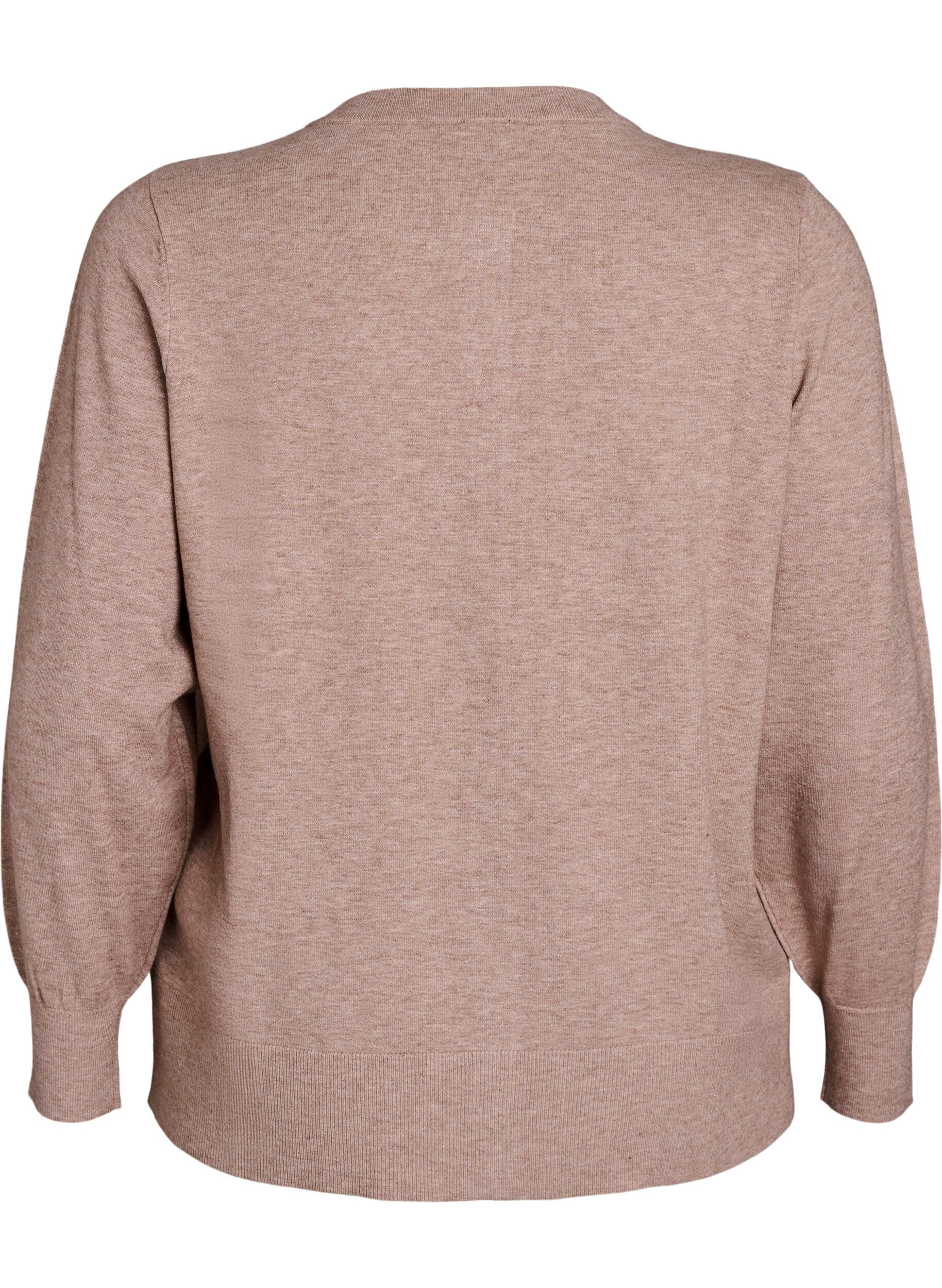 Zizzi Cardigan med rund hals og stofftrukne knapper, Beige, Packshot image number 1