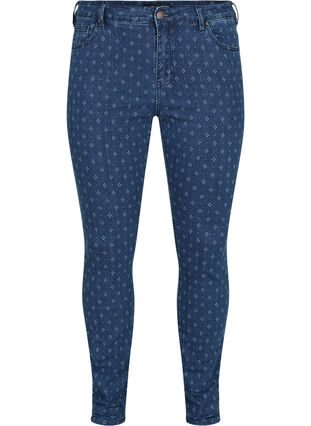 Super slim Amy jeans med mønster, Dark blue, Packshot image number 0