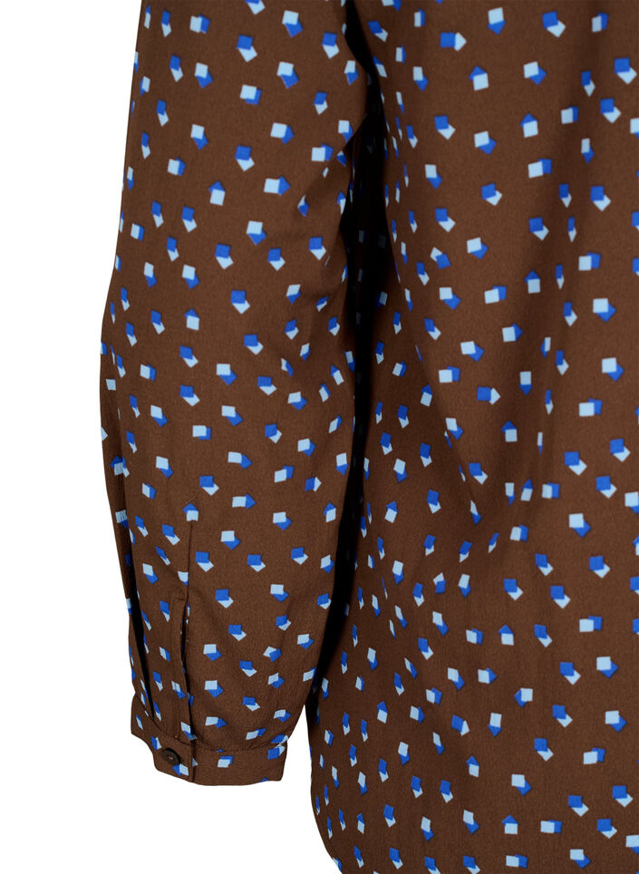FLASH - bluse med lange ermer og trykk, Chicory Coffee AOP, Packshot image number 3