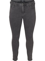 Cropped Amy jeans med høyt liv og glidelås, Grey Denim