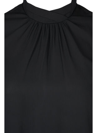 Høyhalset bluse med lange gjennomsiktige ermer, Black, Packshot image number 2