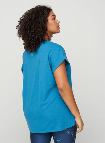 Kortermet T-skjorte med trykk til trening, Storm Blue, Model image number 1