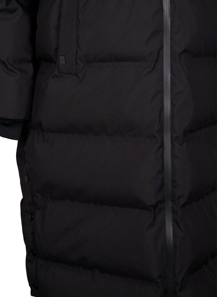 Lang vinterk&aring;pe med hette, Svart, Packshot image number 3