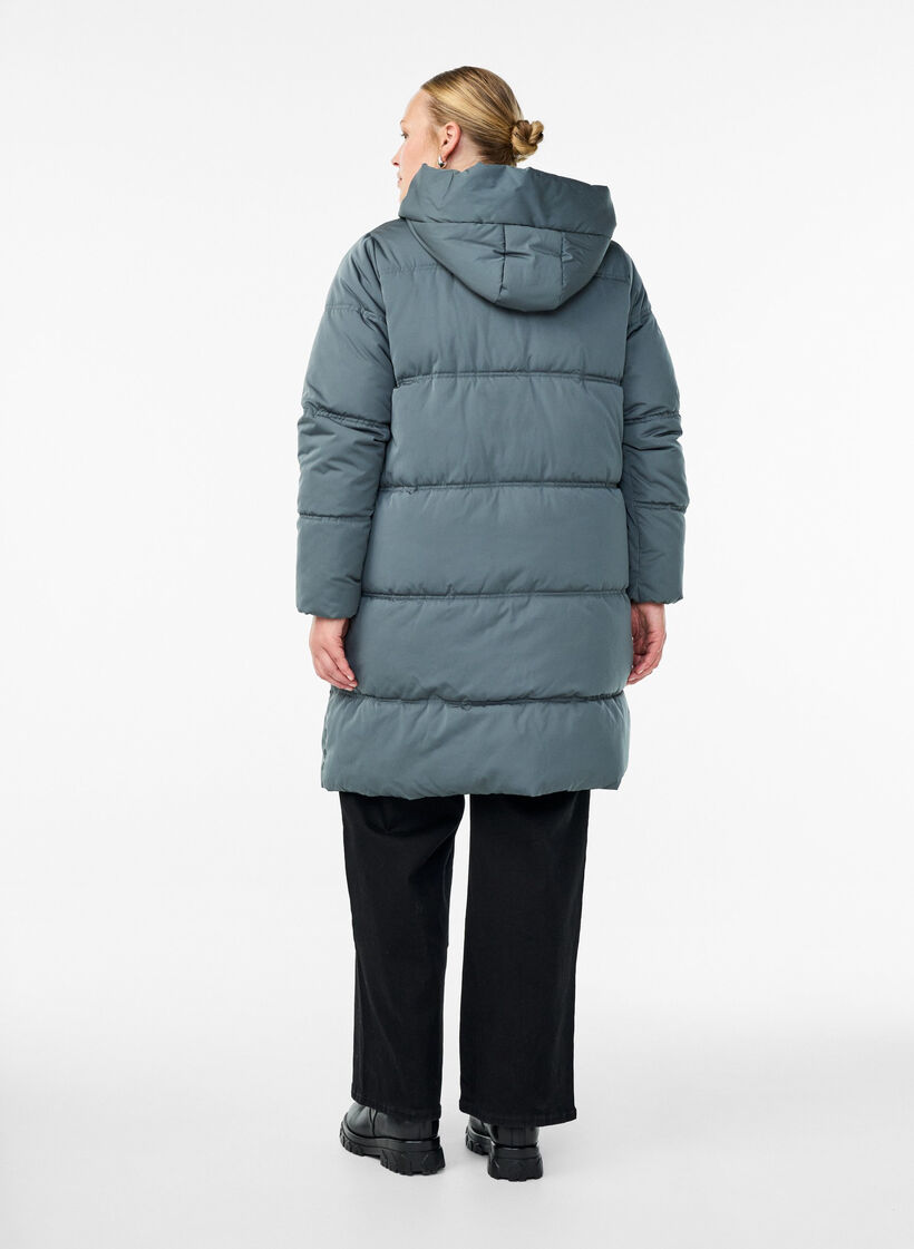 Lang pufferjakke med hette, Stormy Weather, Model