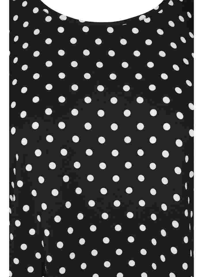 Kortermet bluse med rund hals, Black w White Dot, Packshot image number 2