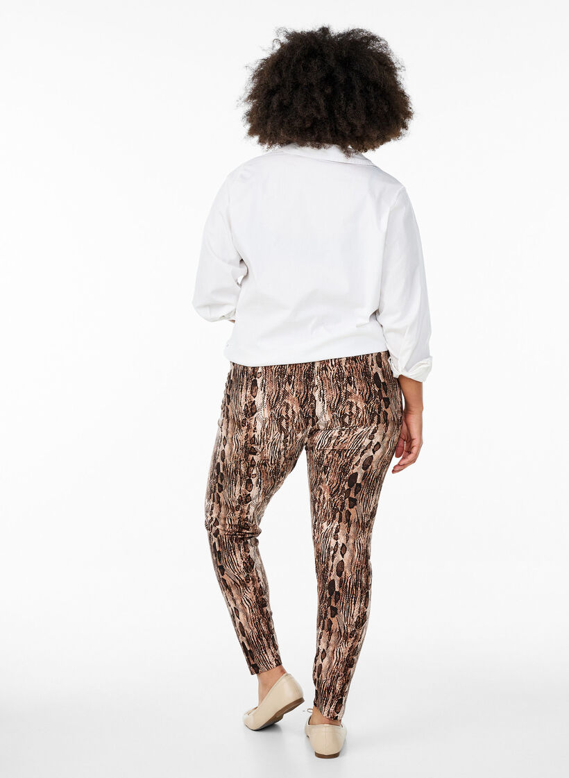 Viskose leggings med print, Brun, Model image number 2