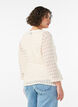 Strikket cardigan med hullbroderi og V-hals, Beige, Model image number 2