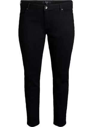 Zizzi Emily jeans i smal passform og normalt høy midje, Svart, Packshot image number 0
