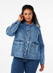 Skjortejakke i denim med lommer, Blue Denim, Model image number 0