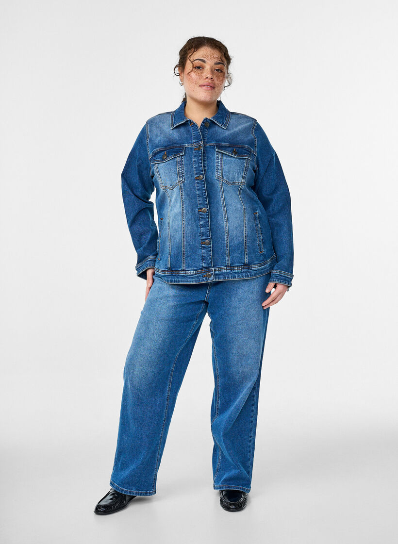 Denimjakke med en klassisk passform, Blå, Model image number 1