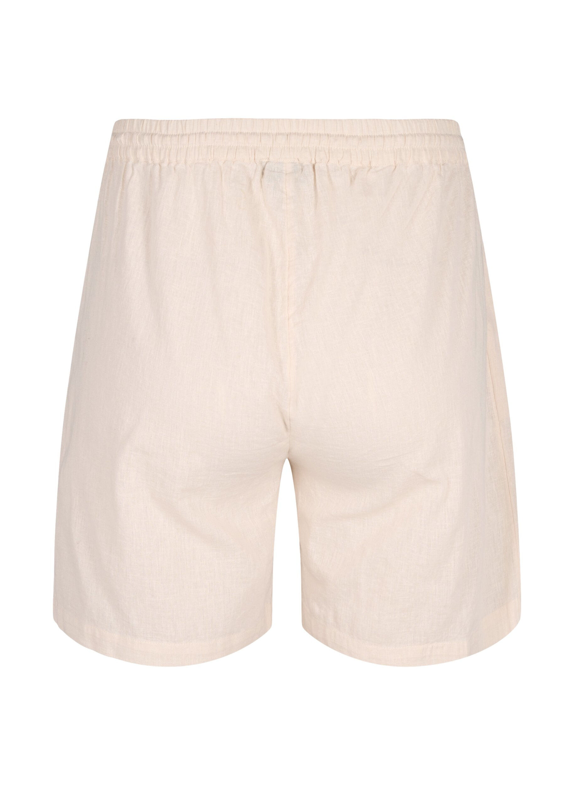 Zizzi L&oslash;s shorts i bomullsblanding med lin, Sandshell, Packshot image number 1
