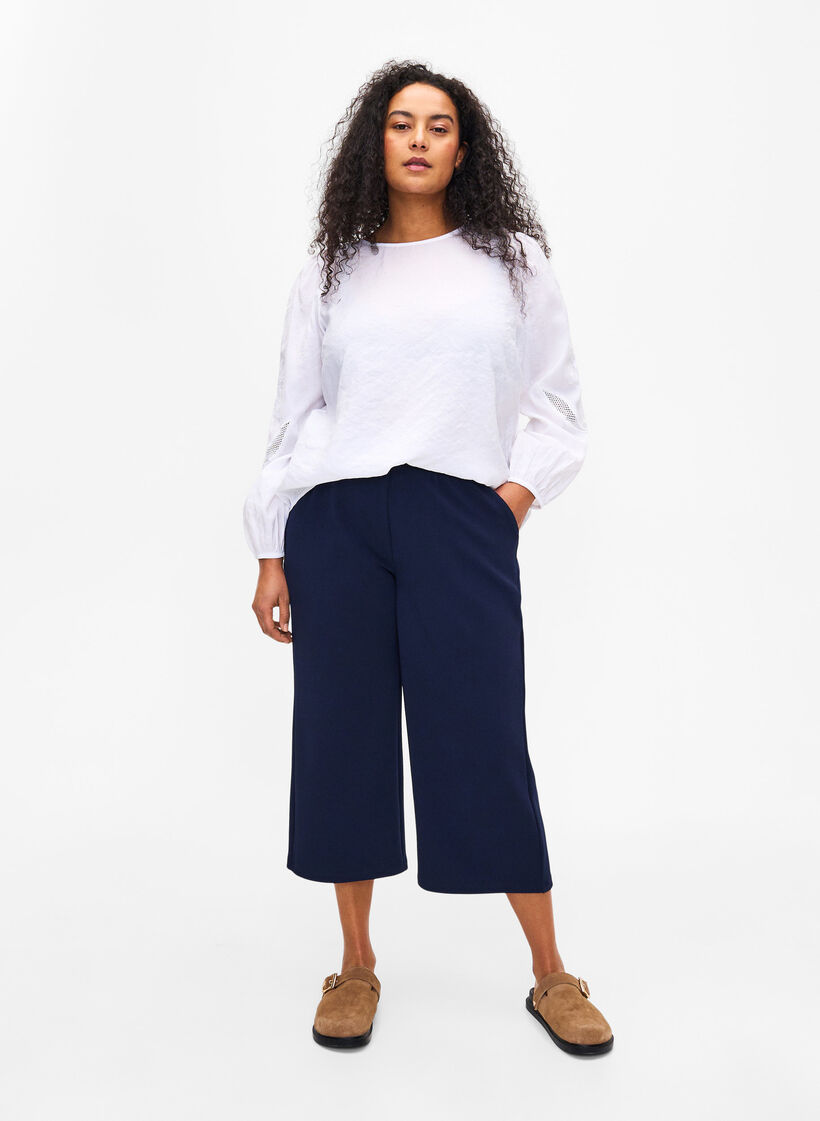 L&oslash;se bukser med 7/8 lengde, Bl&aring;, Model image number 0