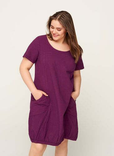Kjole med lommer, Dark Purple, Model image number 0
