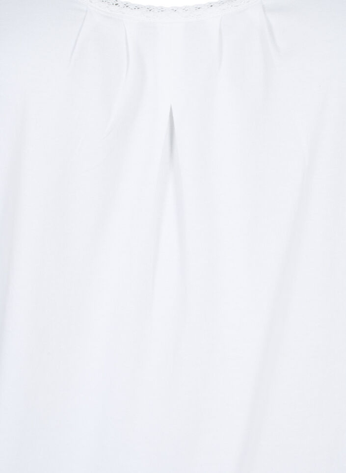 Bomullstopp med rund hals og blondekant, Bright White, Packshot image number 2