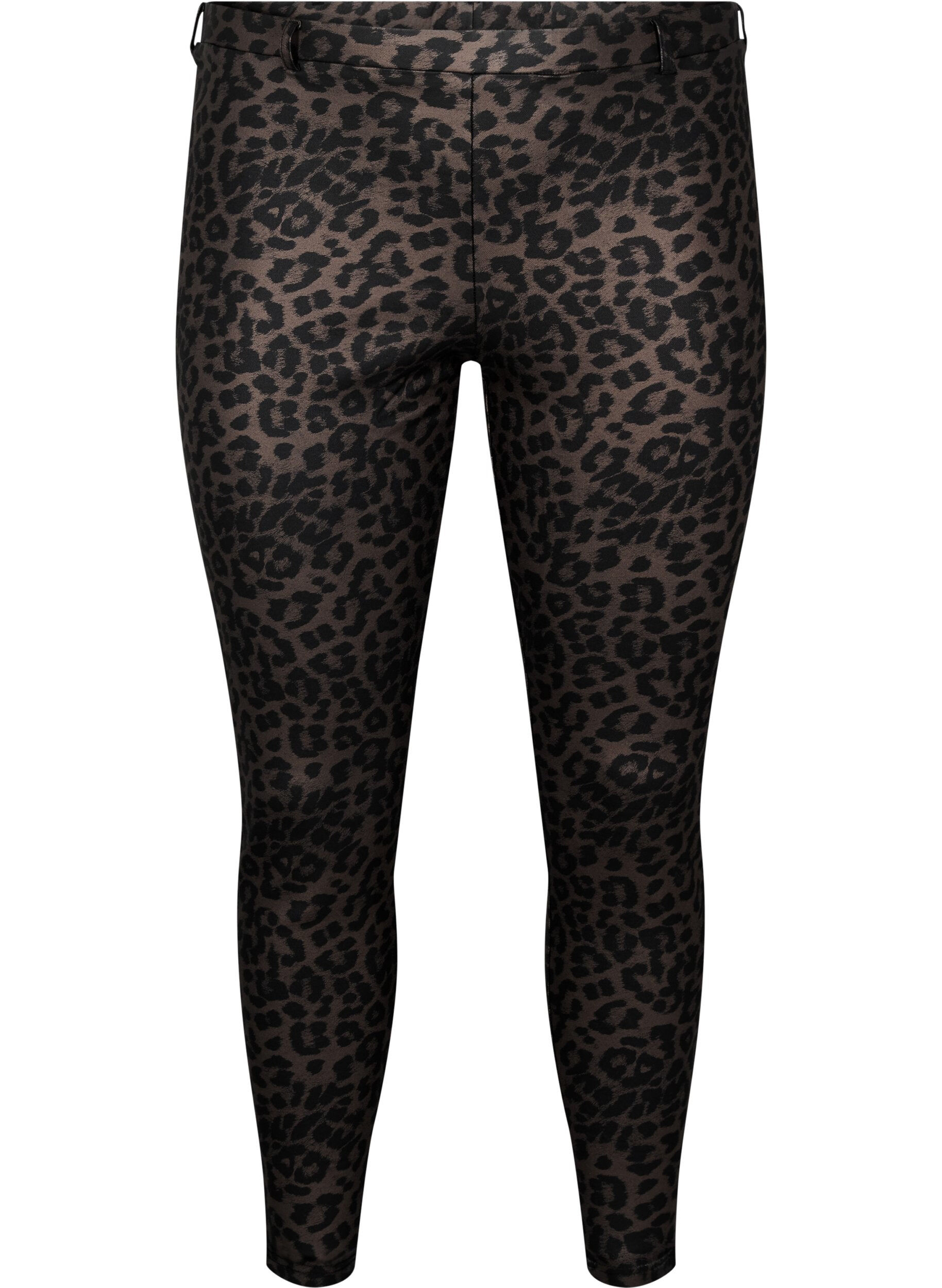 Zizzi Belagte leggings med leopardm&oslash;nster og kort lengde, Brun, Packshot image number 0
