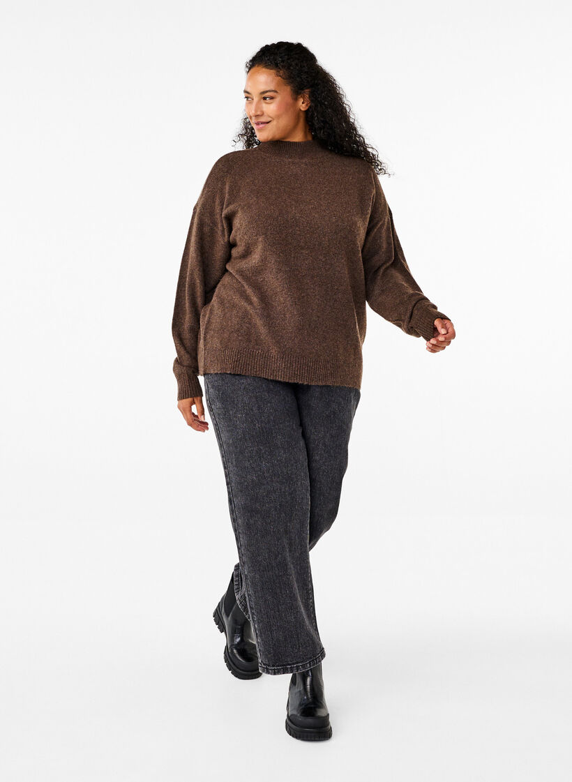 Strikket ullbluse med høy hals, Rain Drum Mel., Model image number 2