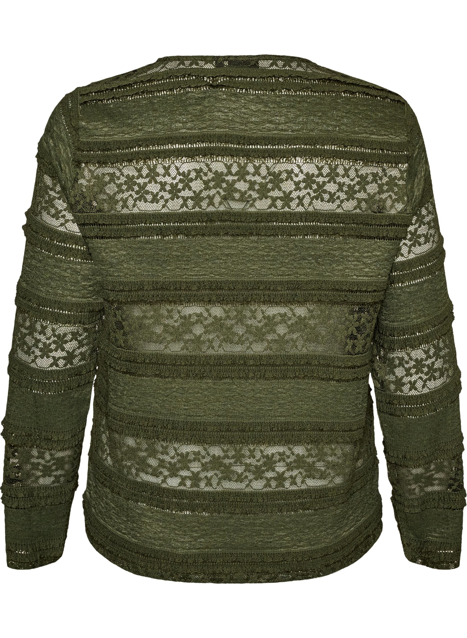 ZizziBluse med blonder og lange ermer, Gr&oslash;nn, Packshot image number 1