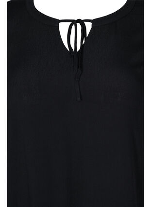 Viskosekjole med korte ermer, Black, Packshot image number 2