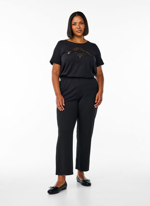 Zizzi FLASH - T-skjorte med motiv, Black Gold, Model image number 2