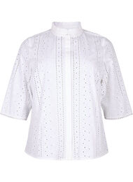 Bomullsskjorte med hullmønster, Bright White