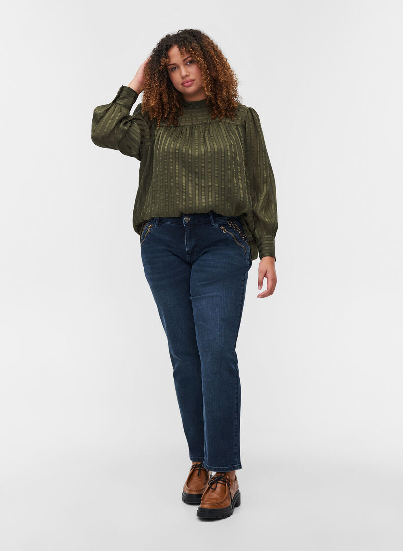 Slim fit Emily jeans med nagler, Dark blue, Model image number 0