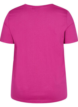 Kortermet T-skjorte i bomull med trykk, Festival Fuchsia WAY, Packshot image number 1